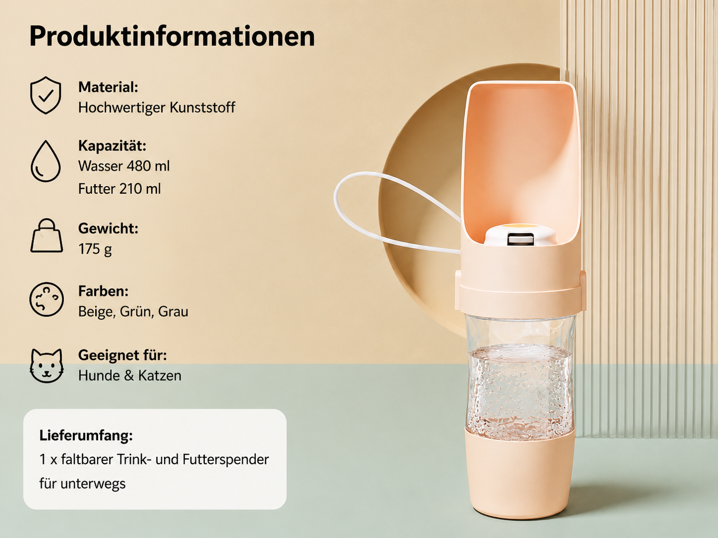 2 in 1 tragbare Trinkflasche